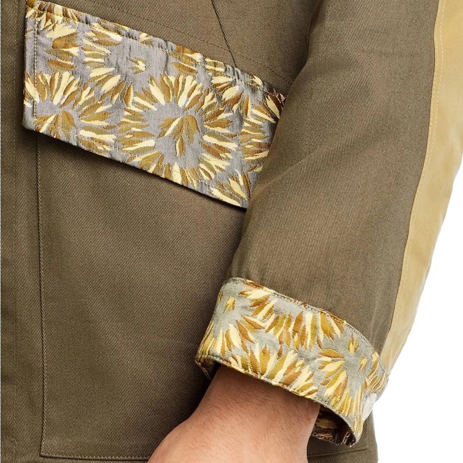 Nicholas Daley Field Jacket Khaki Mix Button Front Point Collar Size S NWT $765