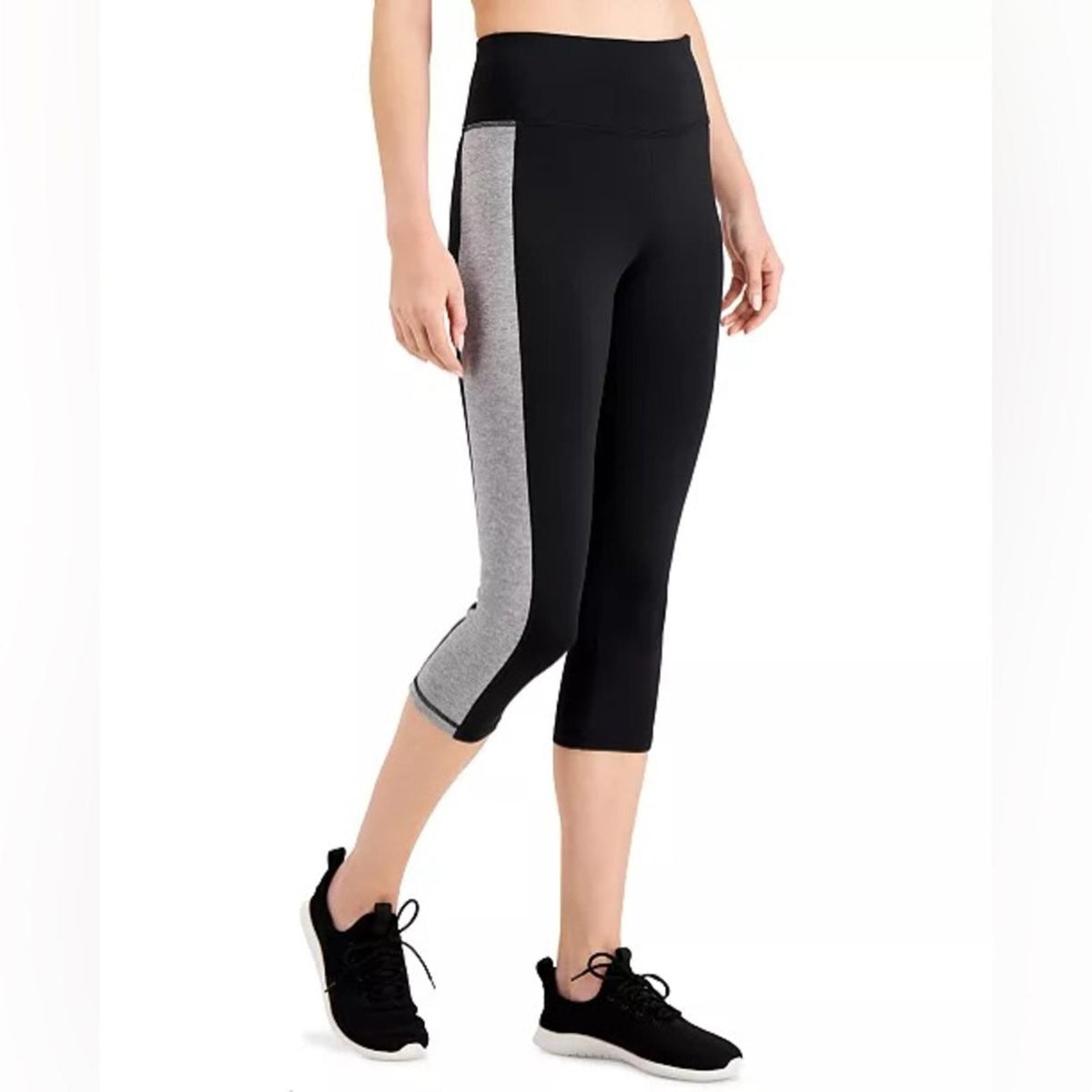 Ideology Essentials Colorblocked Cropped Leggings, Noir Grey Size 1X New w/Tag