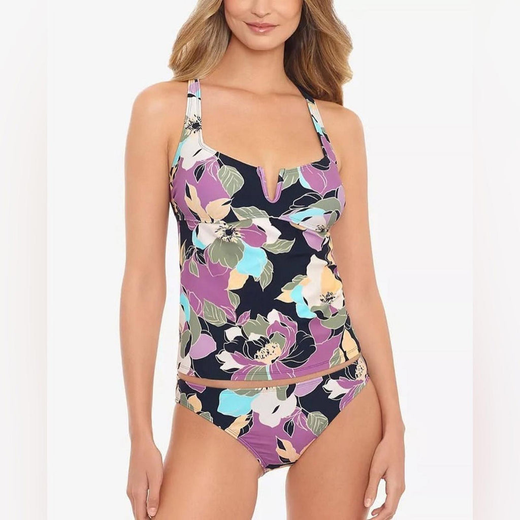 Salt + Cove Midnight Bloom V Wire Tankini Top Swimsuit, Size M NEW w/Tag