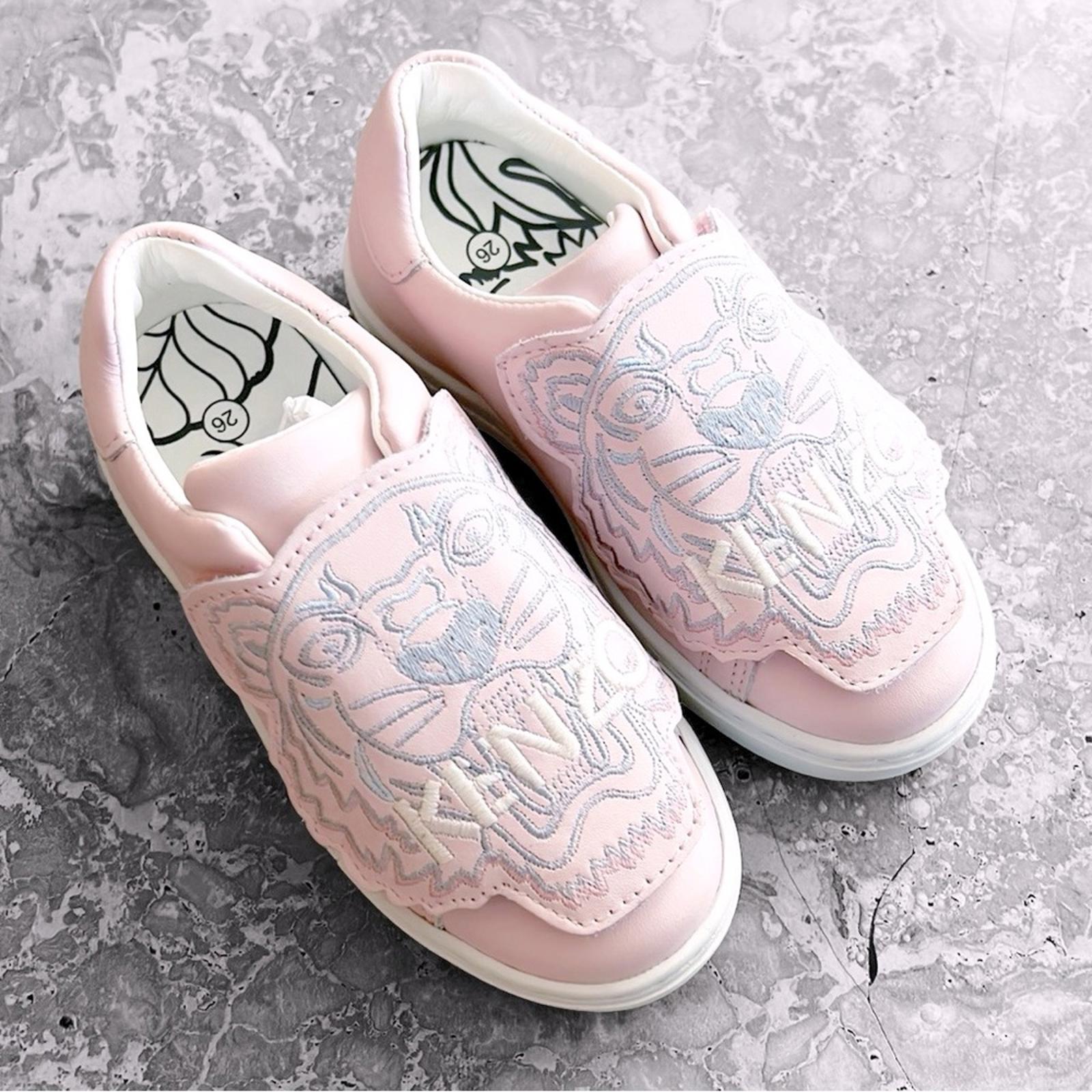 Kenzo Tiger Leather Low-Top Sneakers in Pink, NWT, Size EU 26, US 9.5