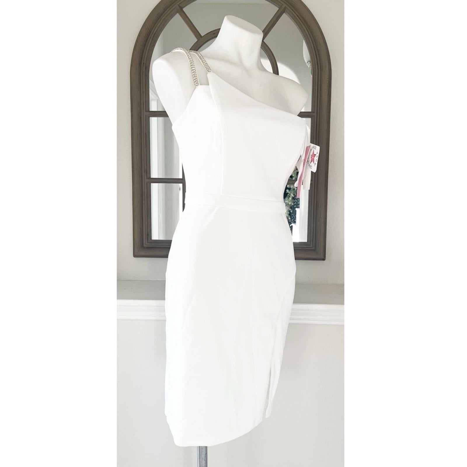 Bloomingdale’s Aqua Asymmetrical Scuba Double Strap Sheath Dress Size 8 NWT $228
