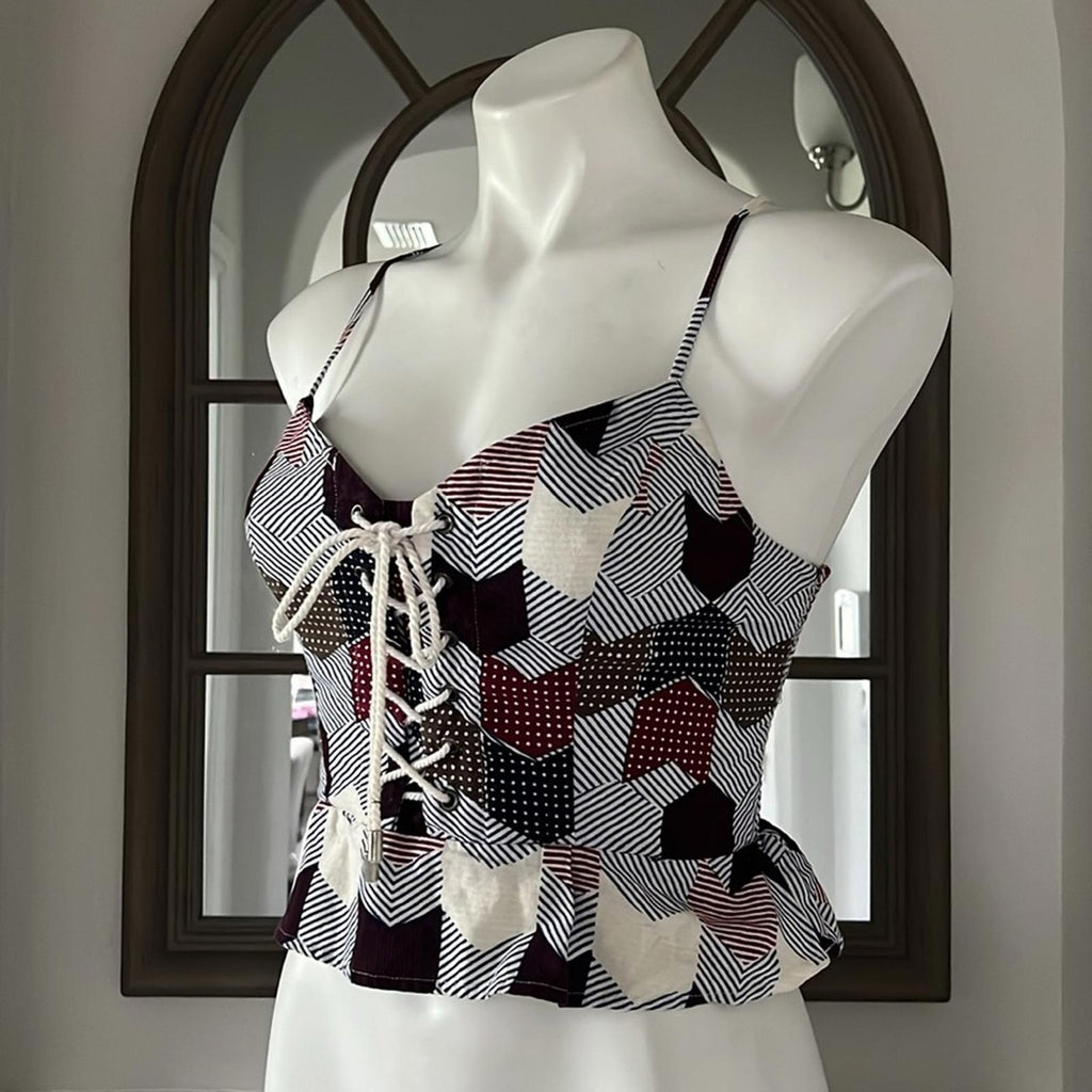 Free People Smock Back Lace-Up Front Peplum Top, Size M EXCELLENT! Retail $78