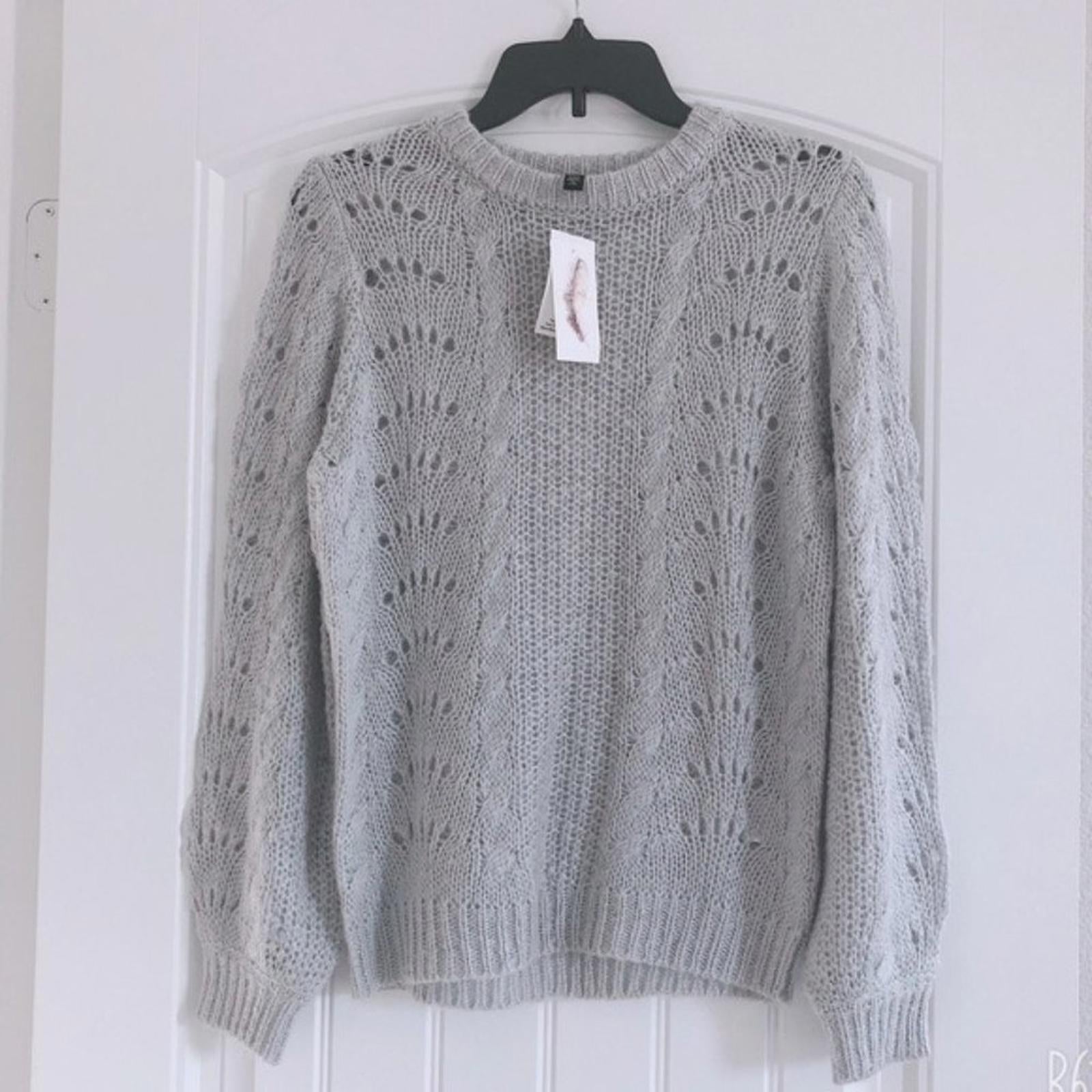 Jessica Simpson Hazel Loose Knit Crewneck Pullover in Grey, Size XL New w/Tag