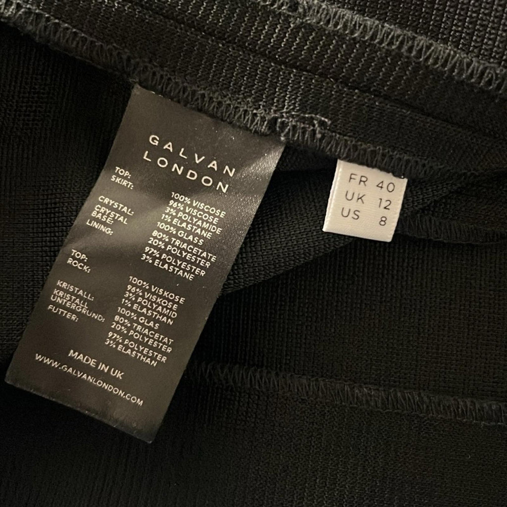 Galvan London Crystal Bustier Dress in Black Size US8 FR40 UK12 New w/tag $1,895