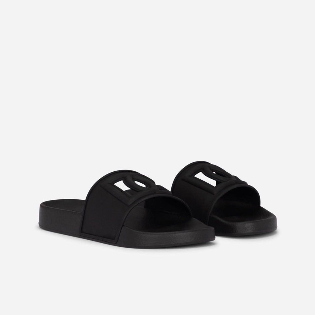 Dolce & Gabbana Rubber beachwear sliders with DG logo Size 35, New in Box