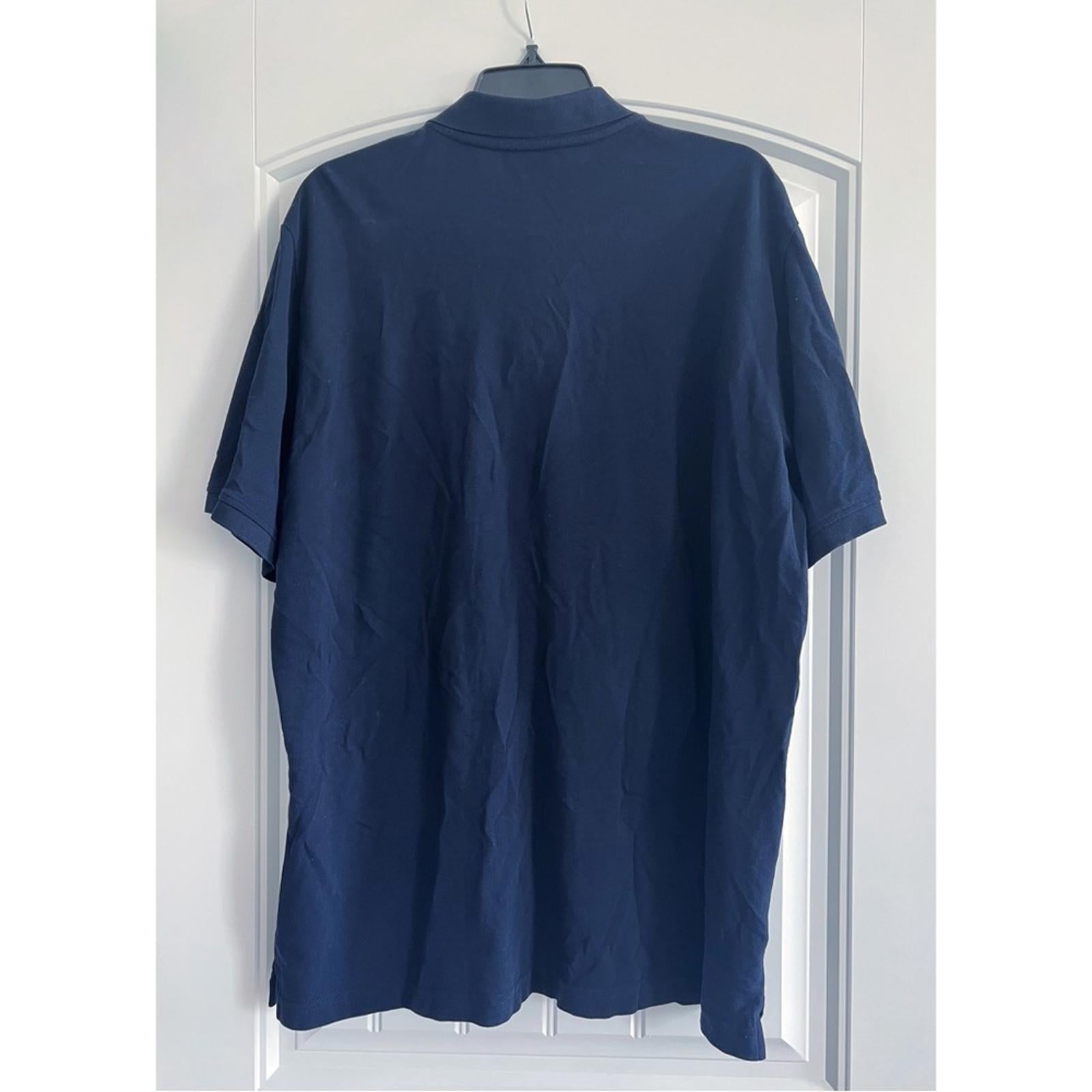 Jared Lang Star Embroidery Knit Pima Cotton Piqué Polo Shirt, Navy Size XXL