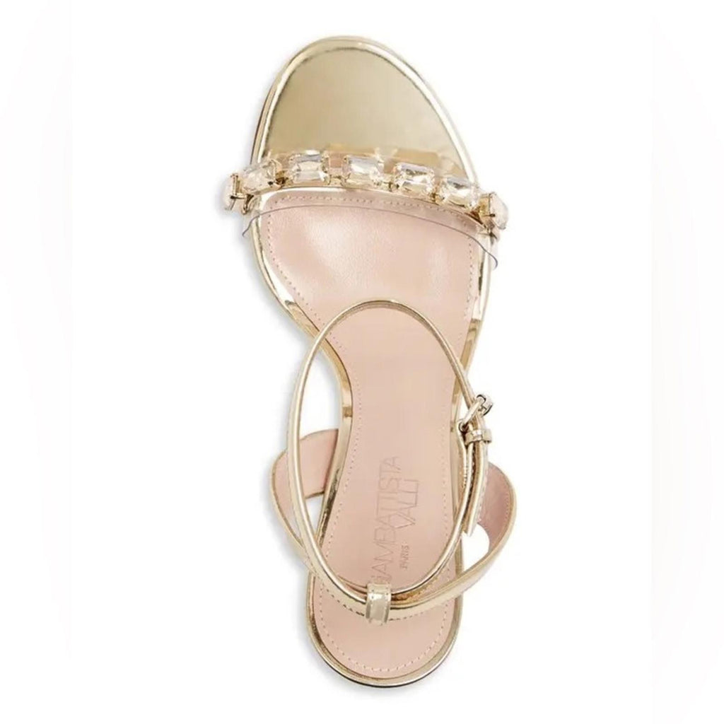 Giambattista Valli Embellished 90mm Sandals in Gold, Size 38.5, NEW Retail $1090