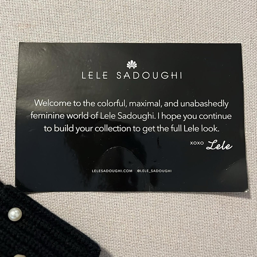 NWT Lele Sadoughi Pearl Snowflake Knit Beanie, Black New w/Tag Comes in Bag $175