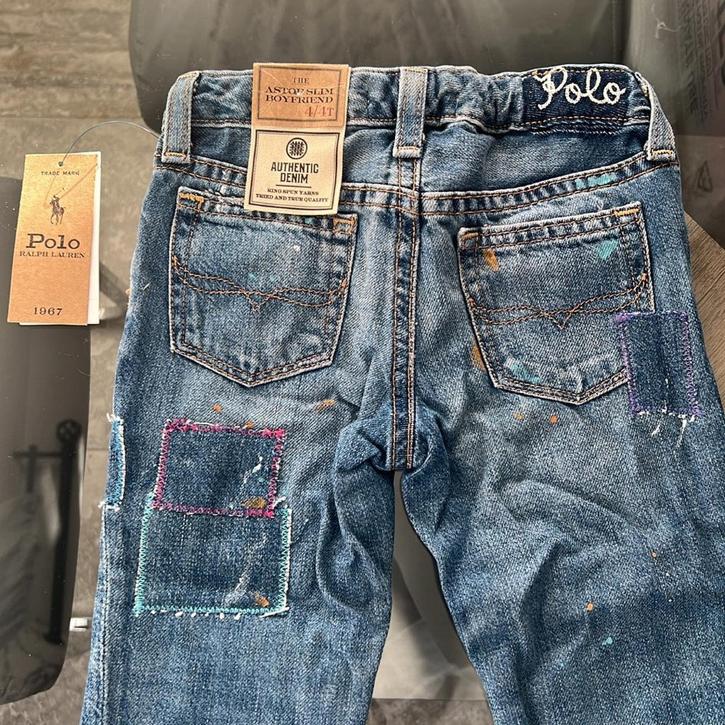 Polo Ralph Lauren Paint-Print Astor Slim Boyfriend Jeans, Size 4T Retail $135