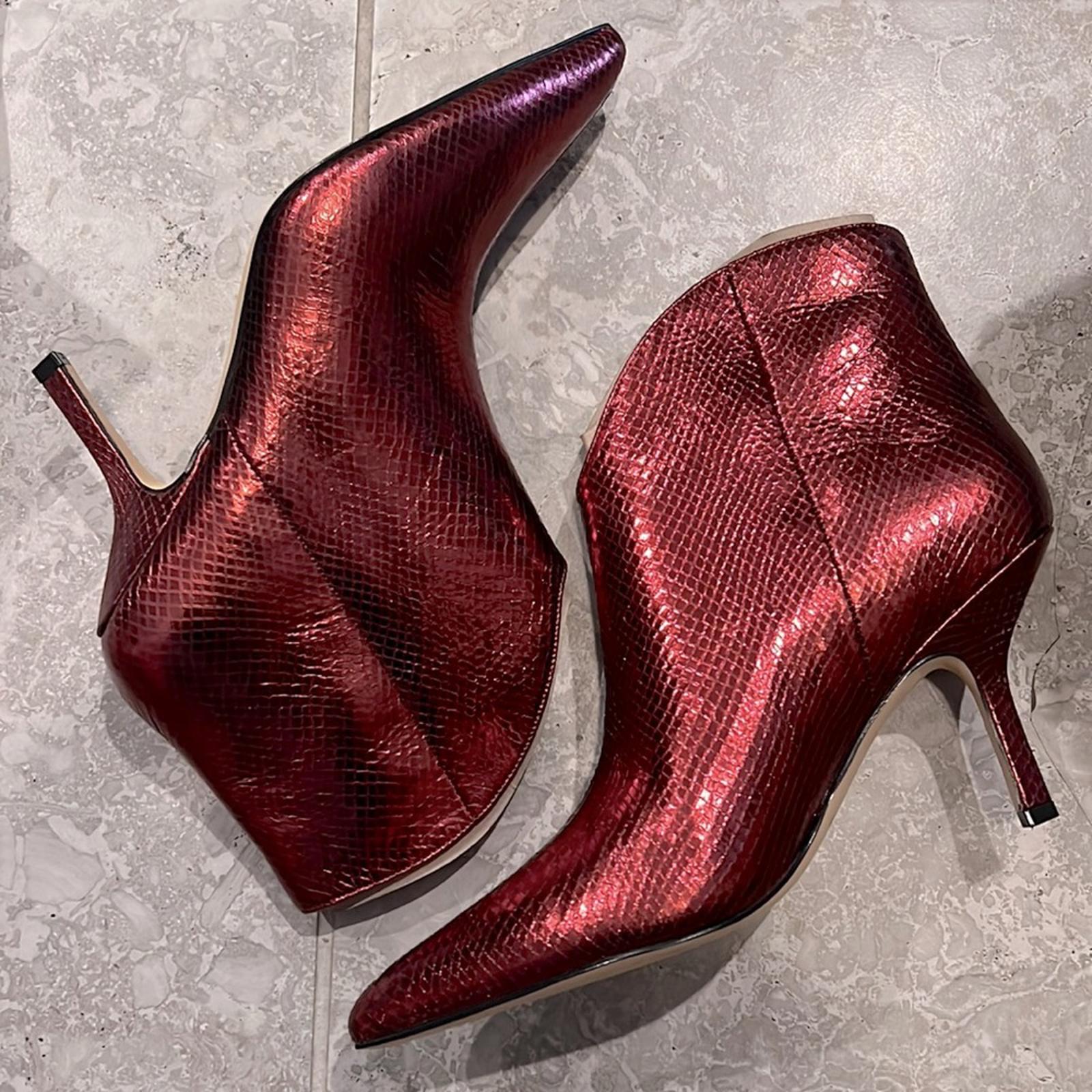 Marc Fisher LTD Haylian Pointed Toe Snake Embossed High Heel Booties, Size 11M
