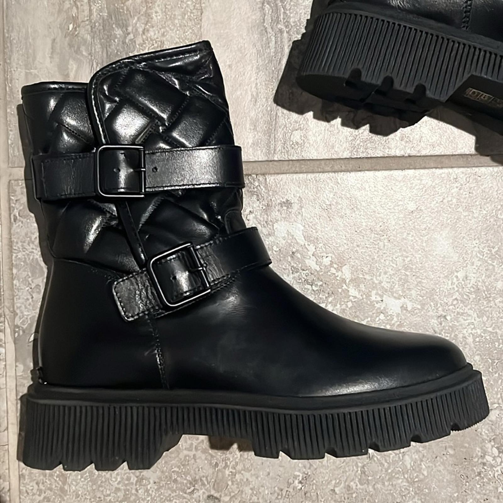 Kurt Geiger London Kingston Quilted Moto Boots, Black, Size EU 36.5 New w/o Box