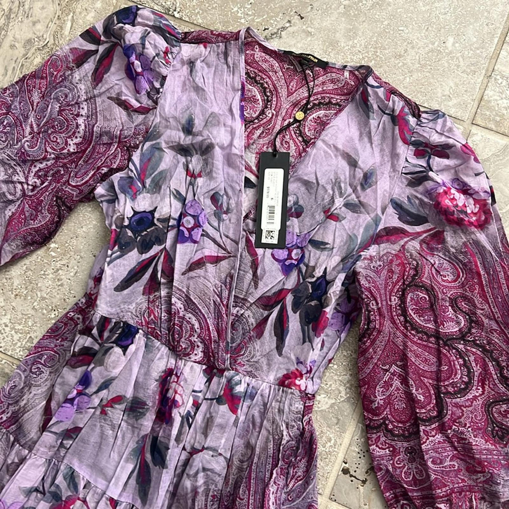 Kobi Halperin Chloe Blouson Sleeve Midi Dress w/Pockets Size XS New w/Tag $578