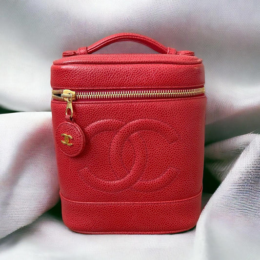 Chanel Timeless Vanity Case, Red Caviar Leather Bag