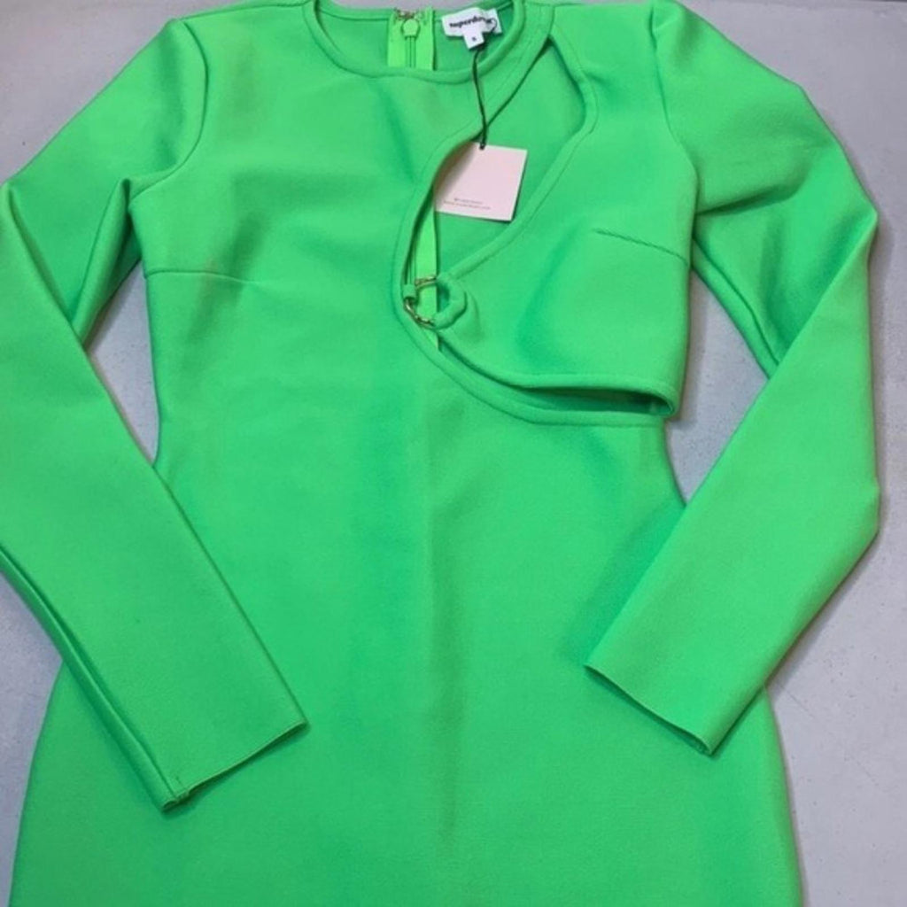 NWT Superdown REVOLVE Sasha Bandage Mini Dress in Bright Green Size XXS