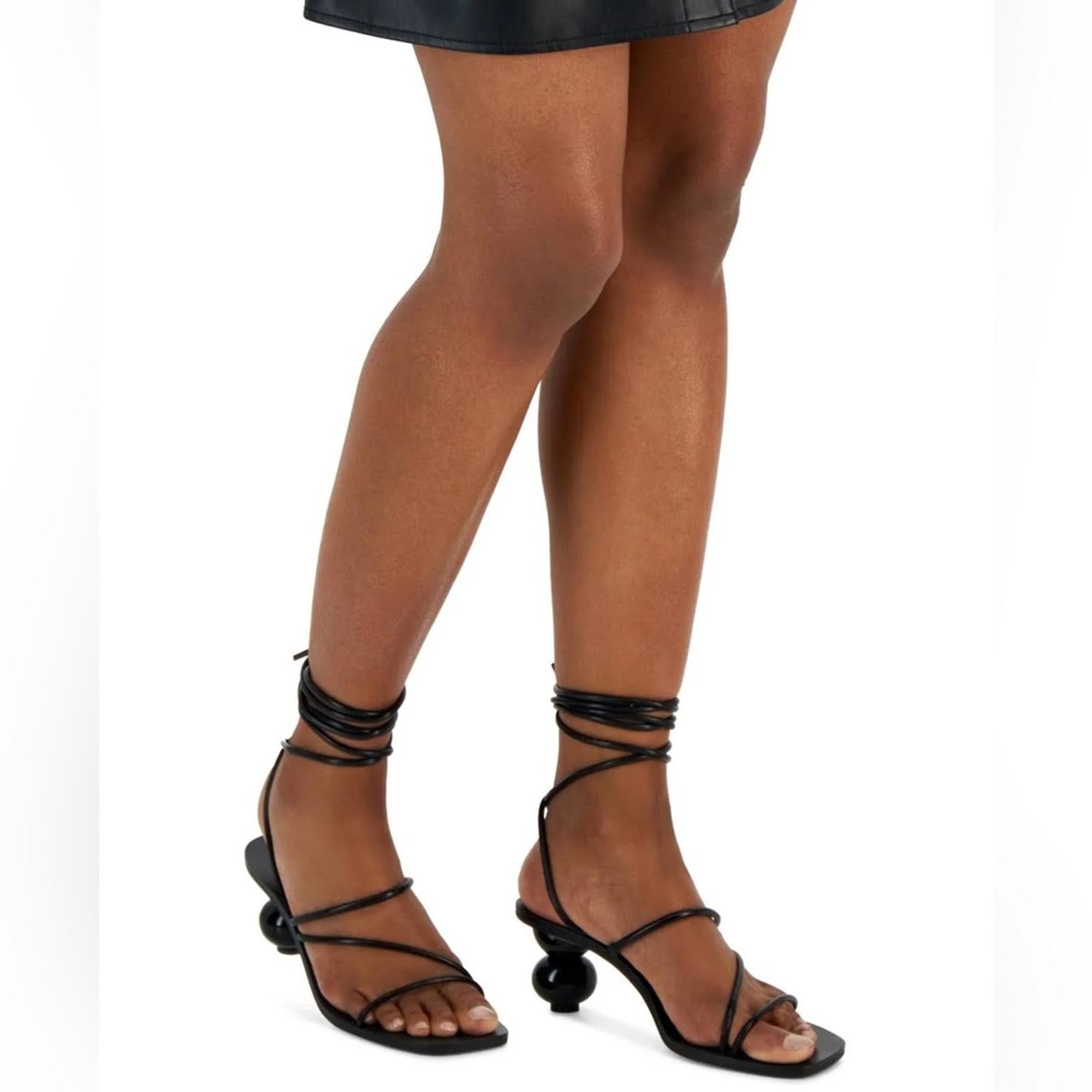 INC Chedel BLACK Lace-Up Ankle-T Sandals, Size 6 New in Box $79.50