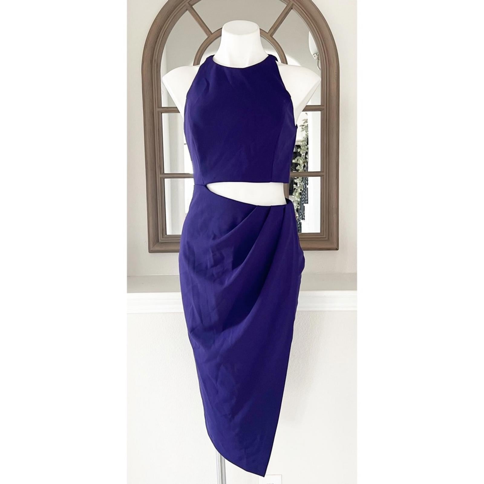 Aqua Bloomingdale’s Asymmetric Cutout Dress in Mulberry/Purple Size 6 NWT $238