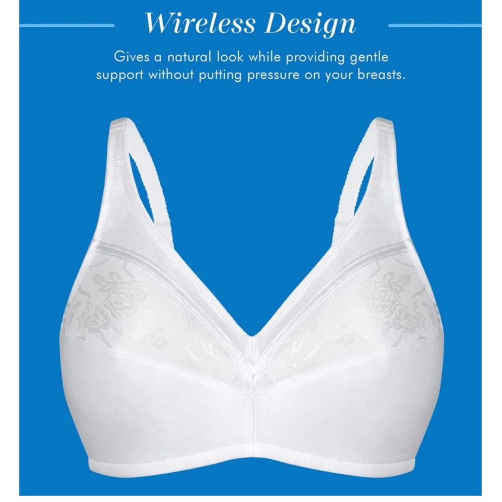 Bestform Floral Trim Wireless Cotton Bra with Lightly-Lined Cups, Size 42DD NWT