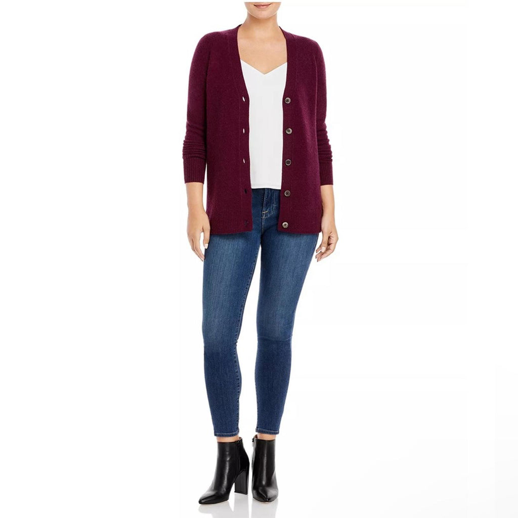Cashmere Grandfather Cardigan in Burgundy from C by Bloomingdale's Size XS NWT