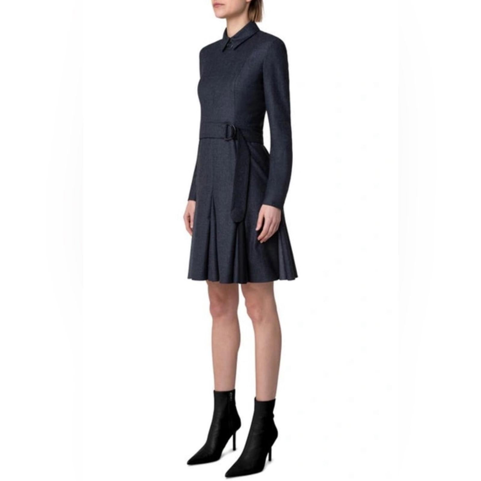 AKRIS PUNTO Fit-and-Flare D-Ring Belted Wool Dress, Size 4 New $1,390 (SOLD OUT)