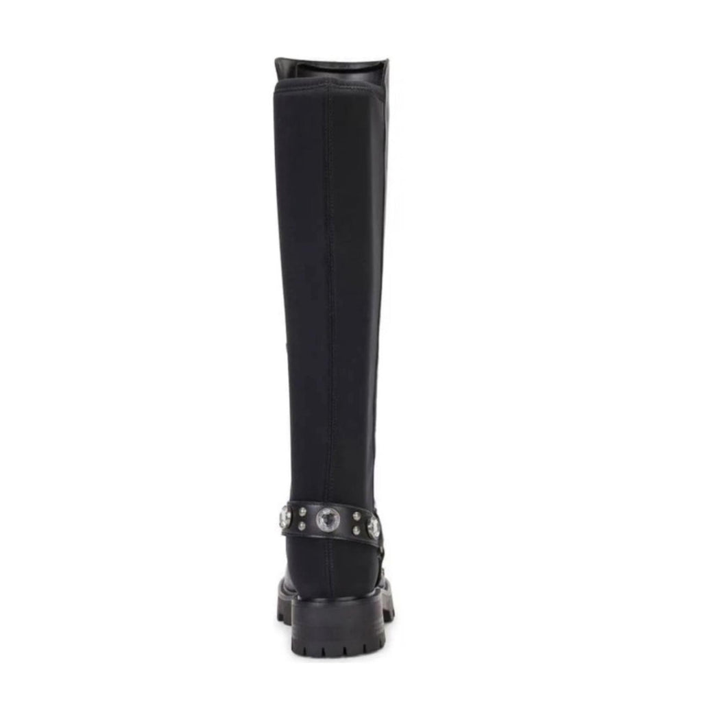 Karl Lagerfeld Milla Tall Leather Lug Sole Riding Boots in Black, Size 8 NEW