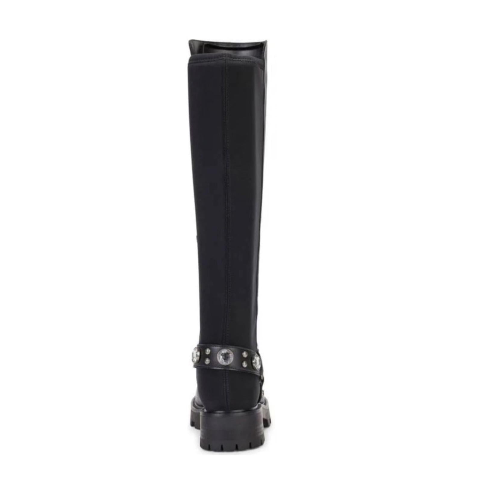 Karl Lagerfeld Milla Tall Leather Lug Sole Riding Boots in Black, Size 8 NEW