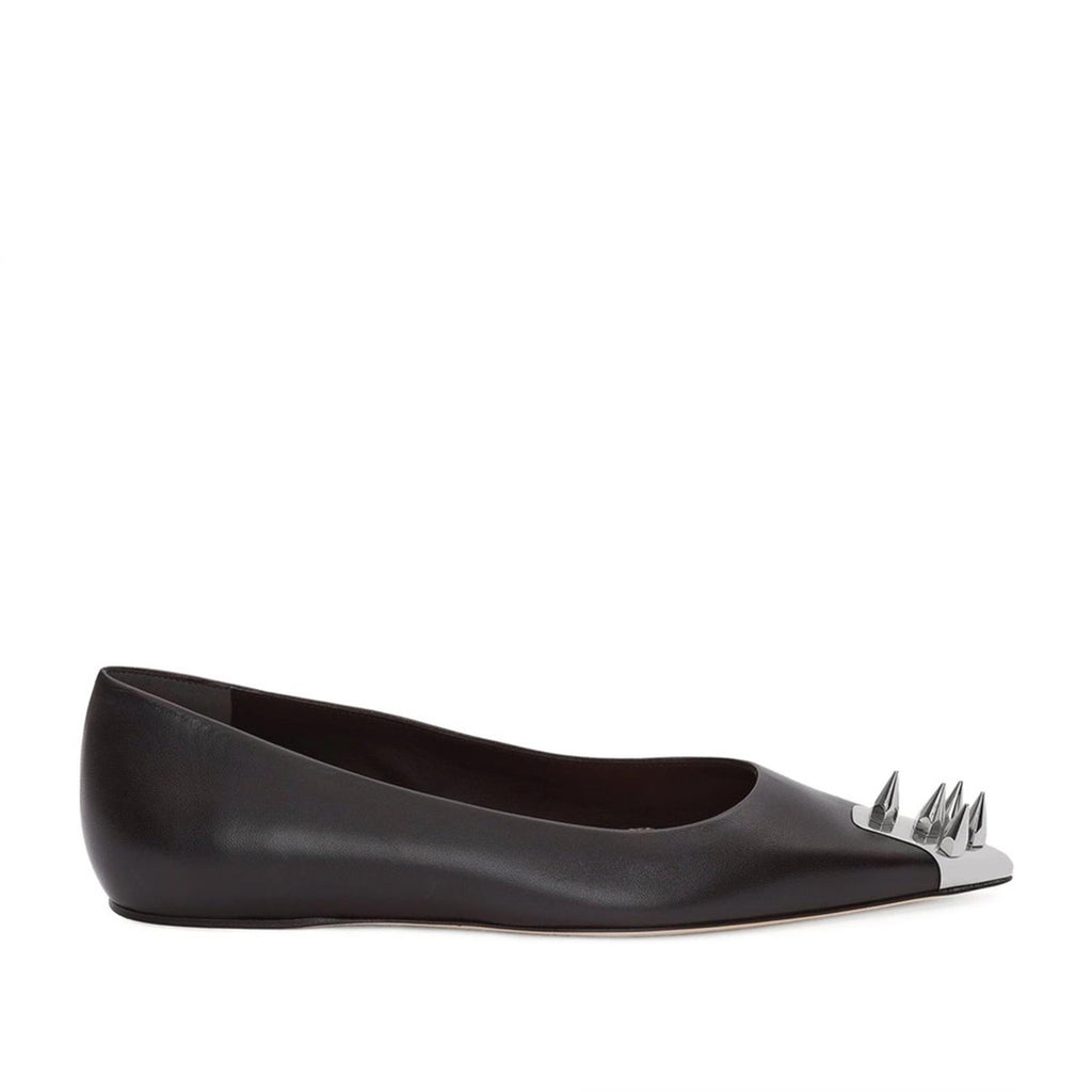 Alexander McQueen Leather Punk Stud Ballerina Flats Size 37 New in Box +Dust Bag