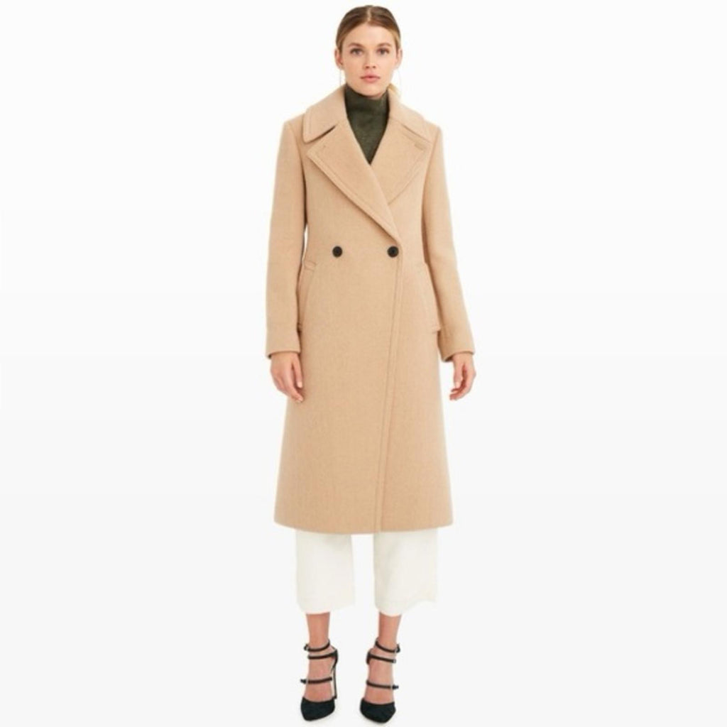 NEW Club Monaco Twill Wool-Blend Trench Coat in Camel Brown, Size M, Dry Cleaned