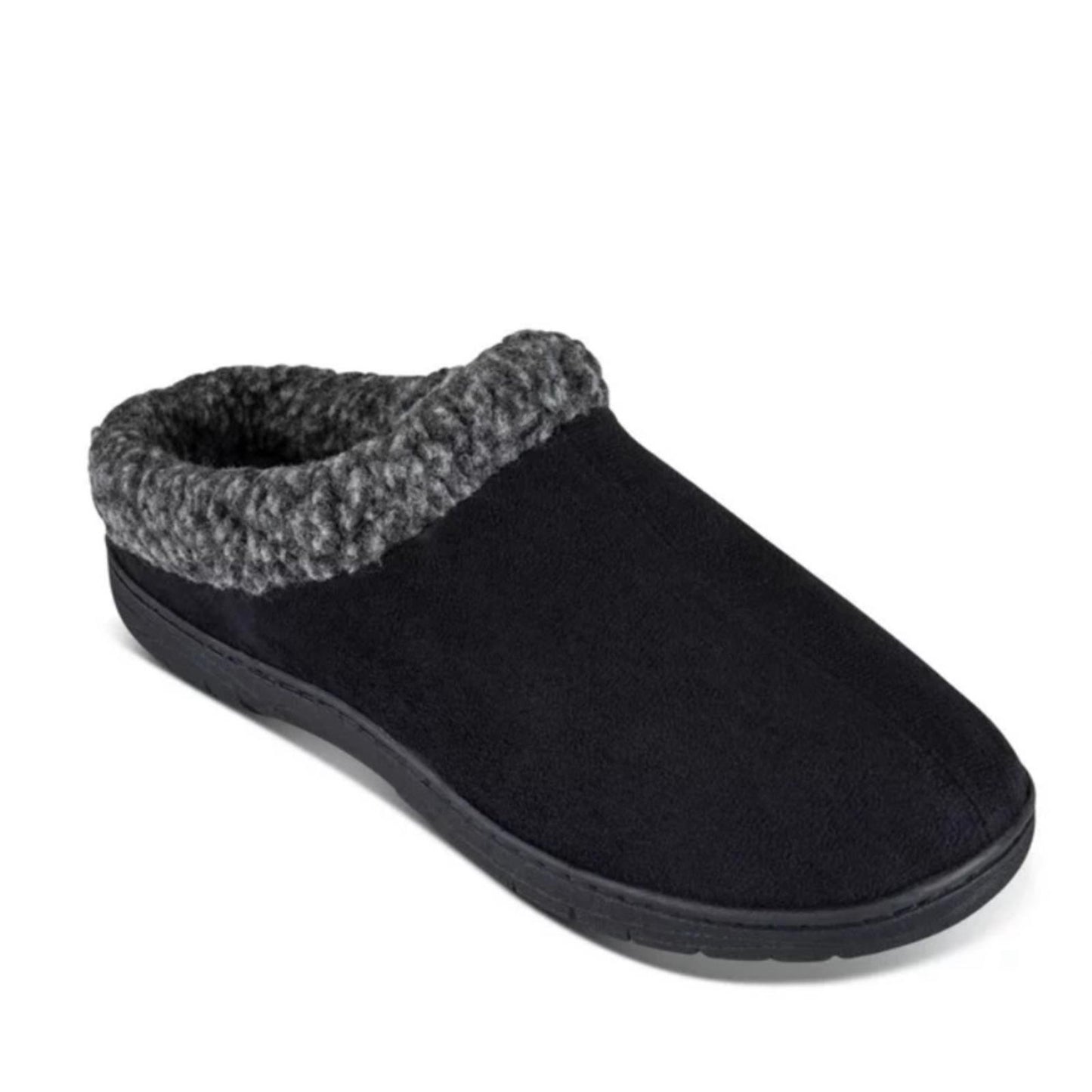 NEW Haggar Men's Faux-Suede Clog Slippers in Black, Size L (9.5-10.5) New in Box