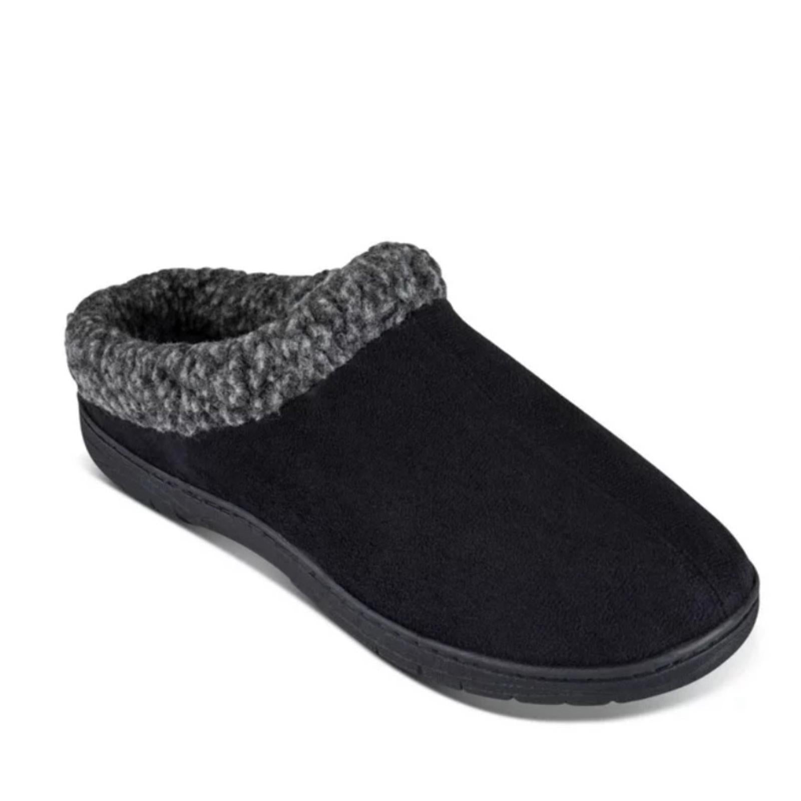 NEW Haggar Men's Faux-Suede Clog Slippers in Black, Size L (9.5-10.5) New in Box
