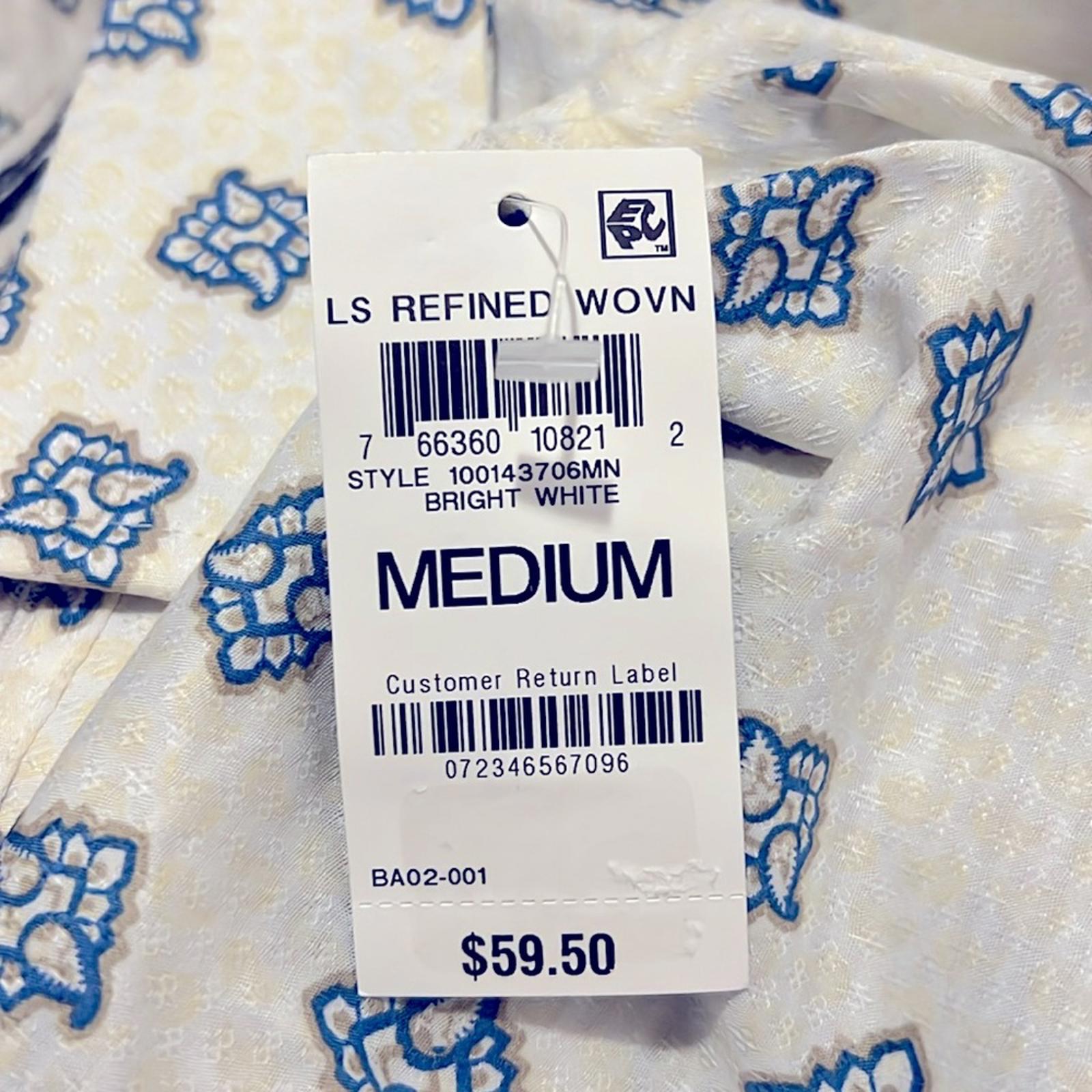 Club Room Rolo Paisley Print Button Down Shirt, Size M New w/Tag