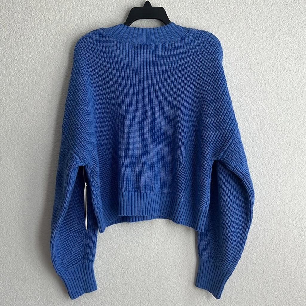 Aqua Bloomingdale's Mia Mock Neck Cropped Sweater in Periwinkle, NWT, Size XL