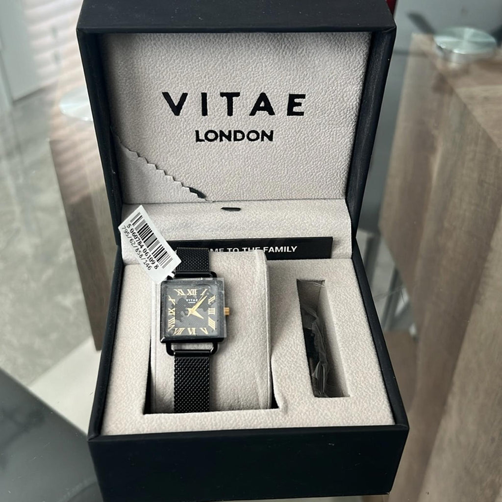 VITAE London Ilesha Black-Tone Stainless Steel Mesh Bracelet Watch 25mmSOLD OUT