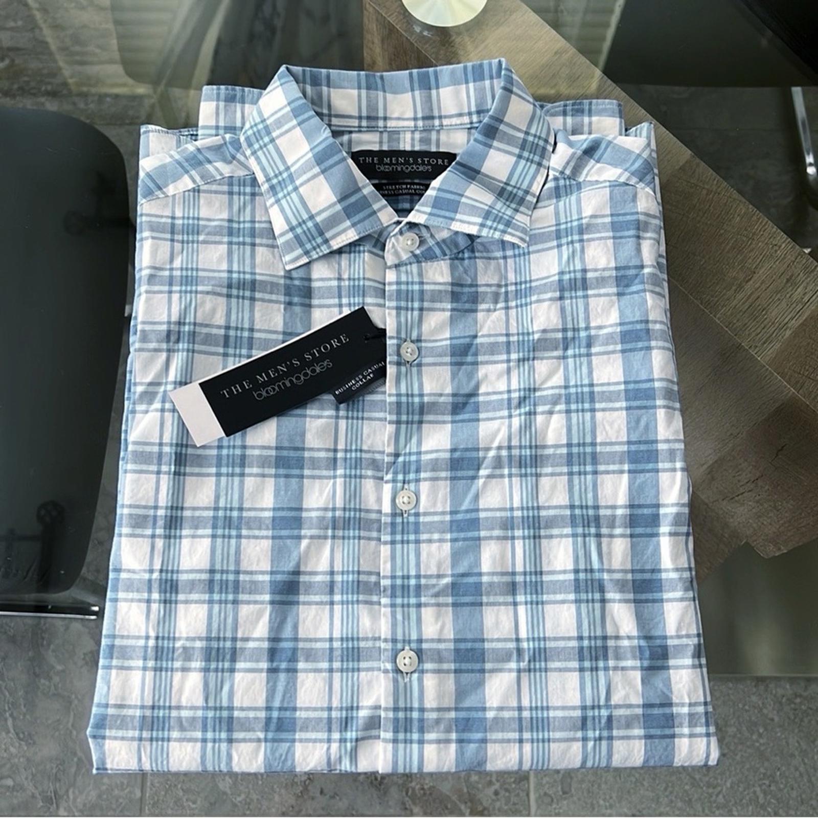 The Men’s Store Bloomingdale’s Plaid Button Up Dress Shirt Multi Blue Size M NWT