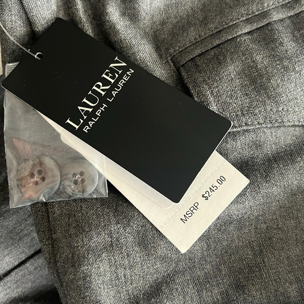 Lauren Ralph Lauren Wool Twill Cargo Pants in Grey, Size 8 New w/Tag $245