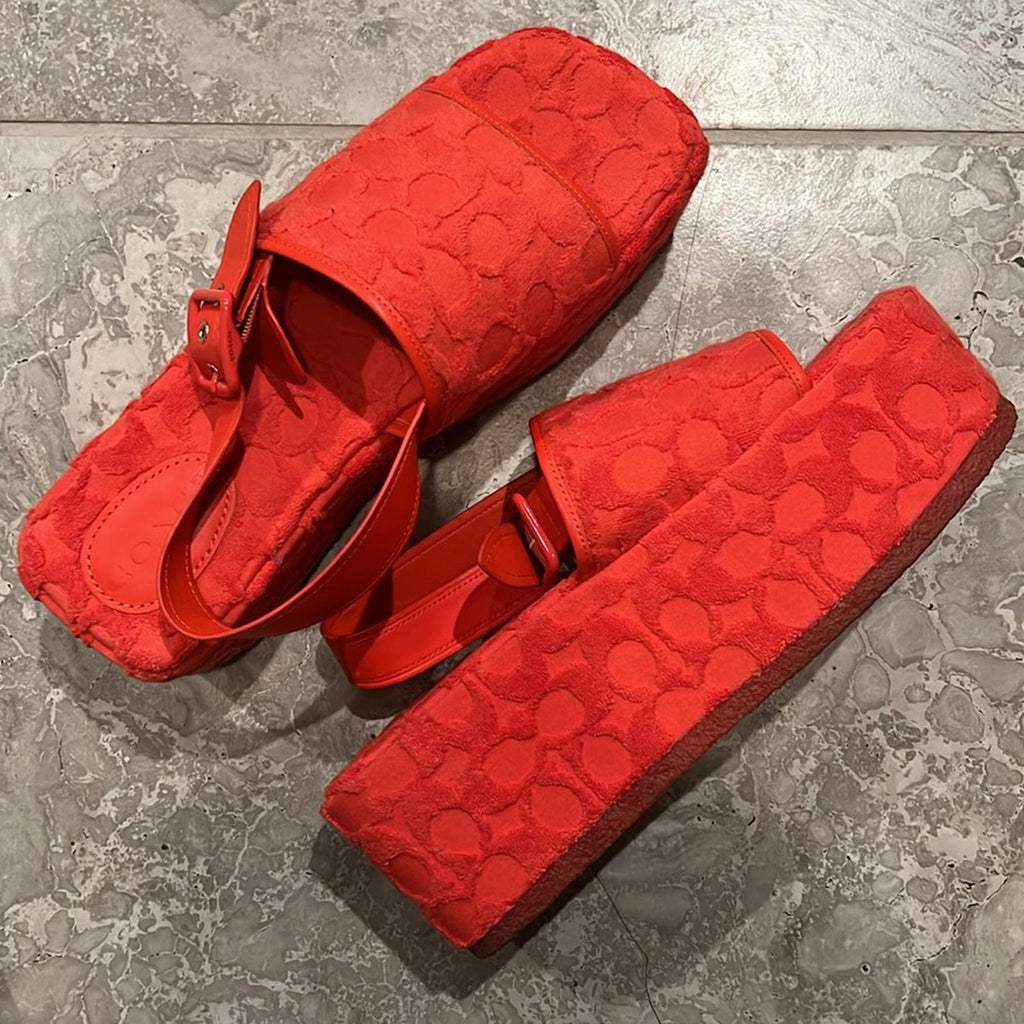 COACH Noelle Terry Cloth Sandal, Red Orange Size 11 Comes in Box - SOLD OUT!