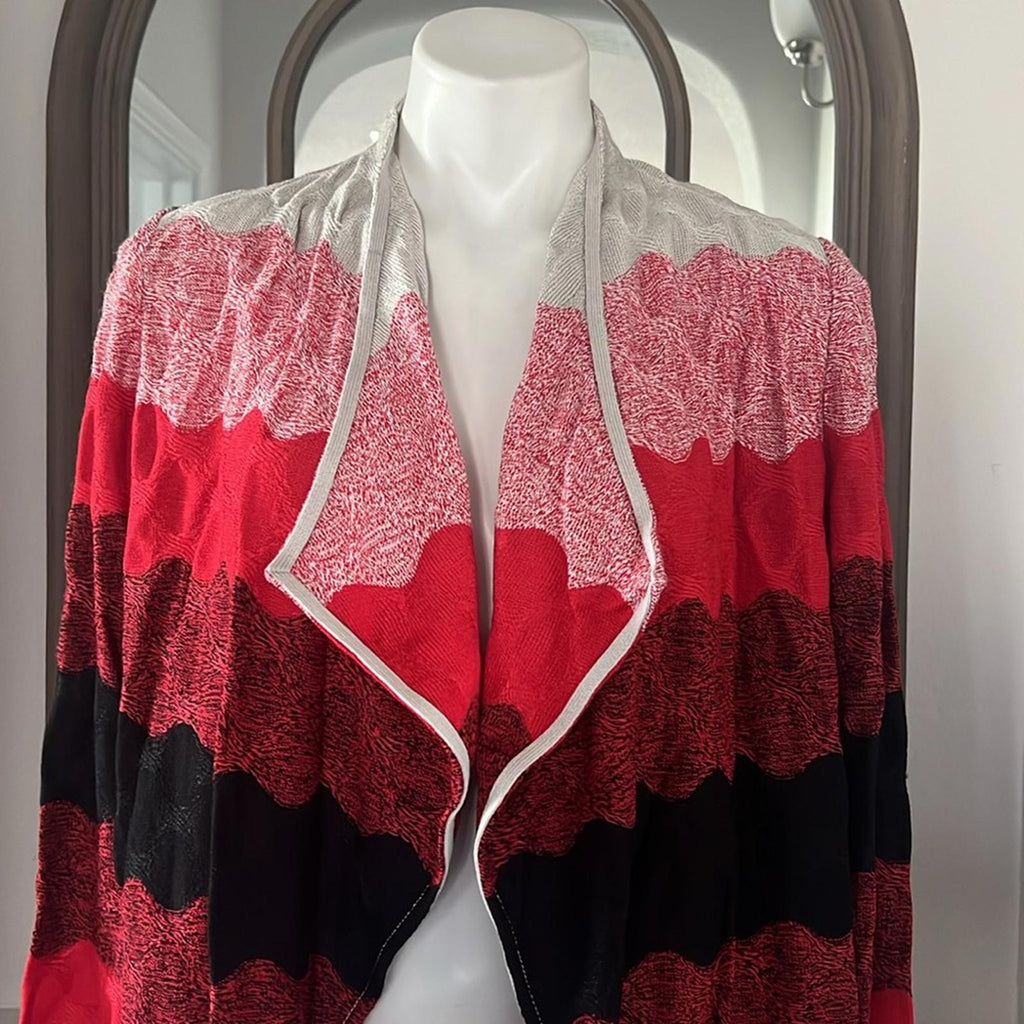 ST. JOHN Red Ombré Cardigan, Caviar / Tikka Red Multi Size S New w/Tag $1195