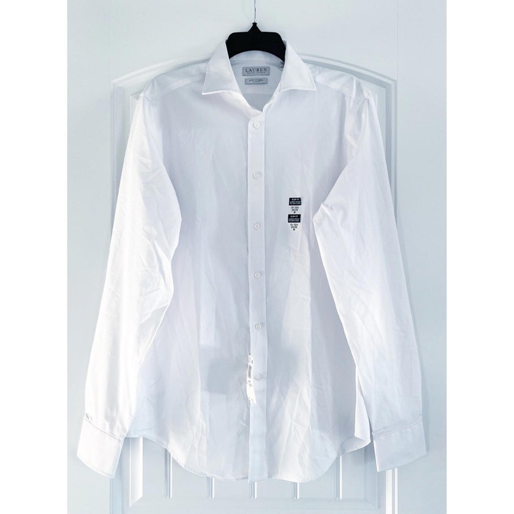 Lauren Ralph Lauren Stretch Slim Fit Dress Shirt White, Size M 15-15.5 (34/35)
