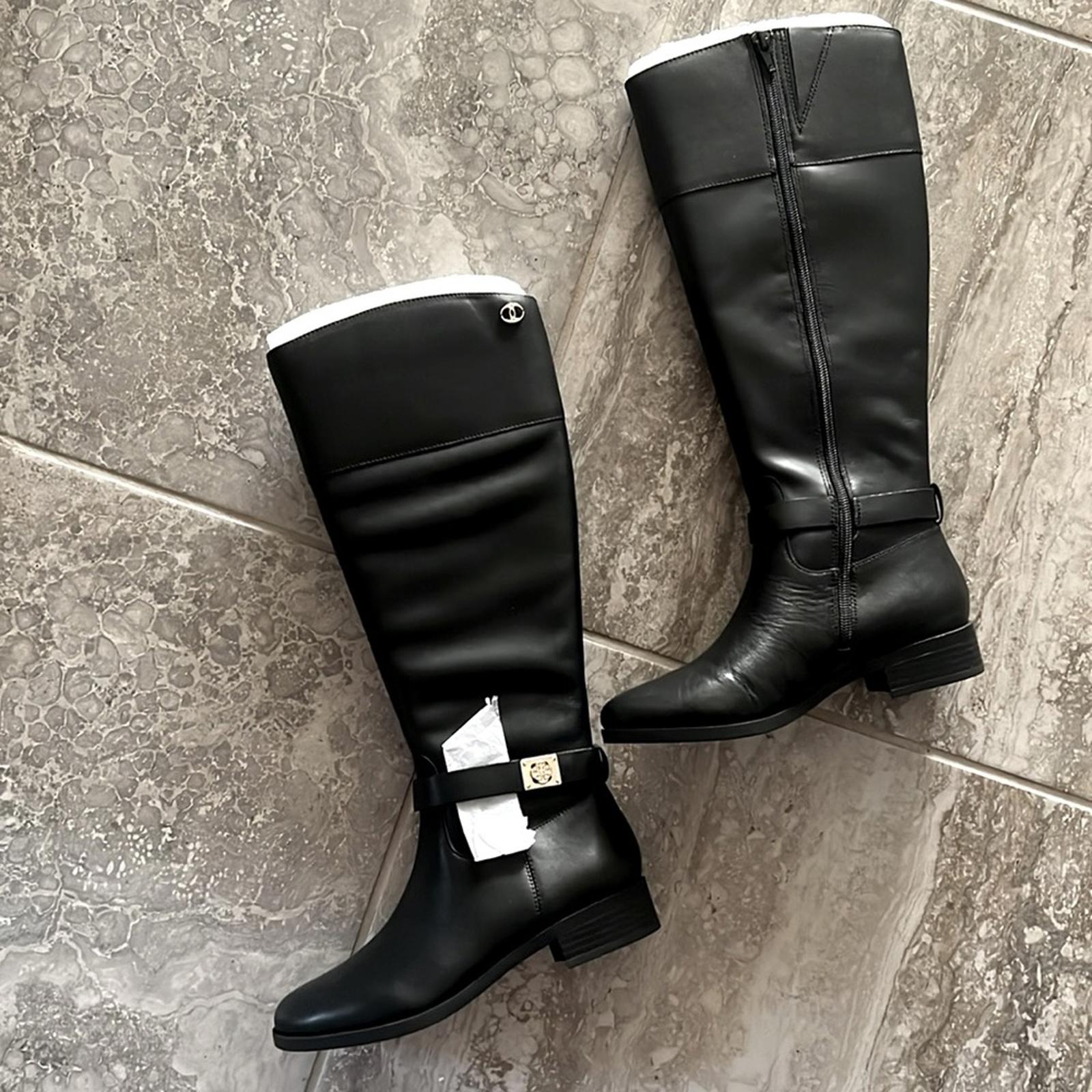 Charter Club Womens Johannes Leather Tall Knee-High Boots in Black, Size 5.5 NEW