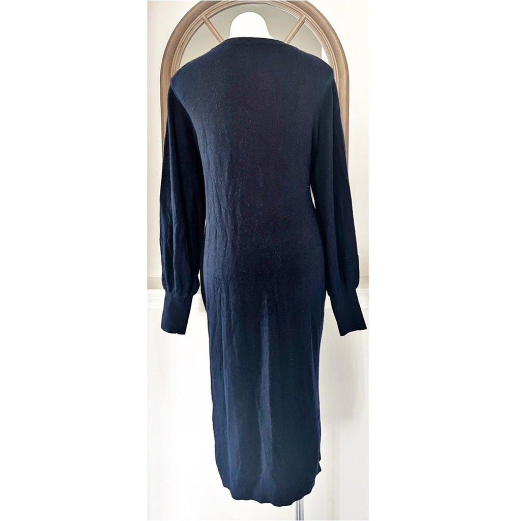 Ted Baker Essya Cashmere-Blend Midi Sweaterdress in Navy, Size Ted 6 EXCELLENT