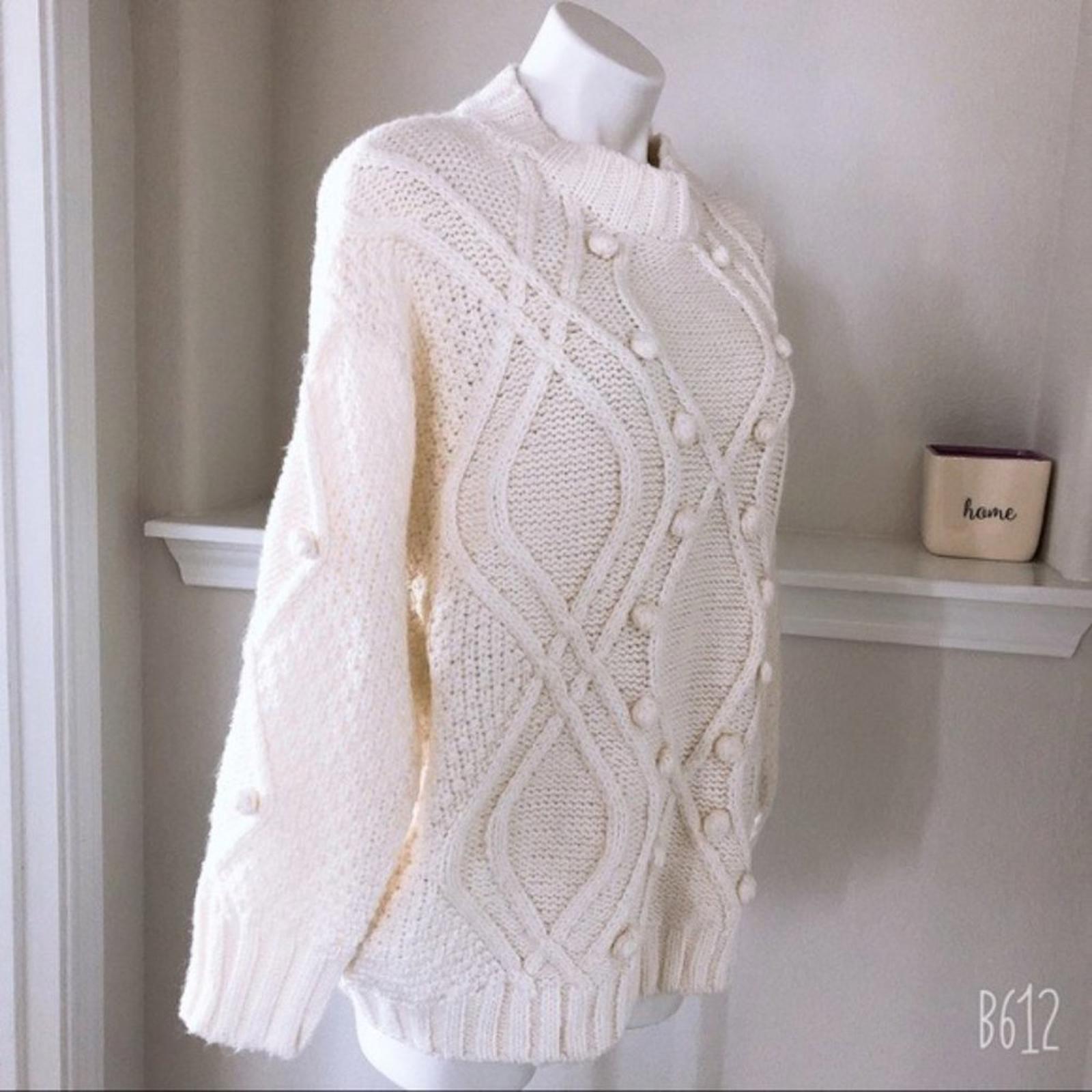 Barney's NY Co-Op Sweater Pom-Pom Oversized Knit Pullover, Size L New w/Tag
