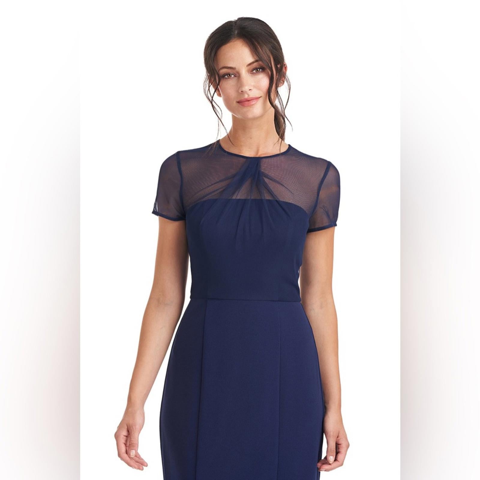 JS Collection Short Sleeve Illusion Cocktail Sheath Dress Navy Size 2 NWT $178
