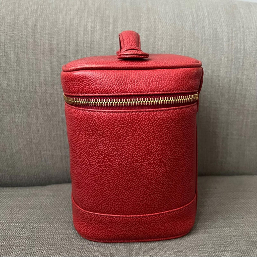 Chanel Timeless Vanity Case, Red Caviar Leather Bag