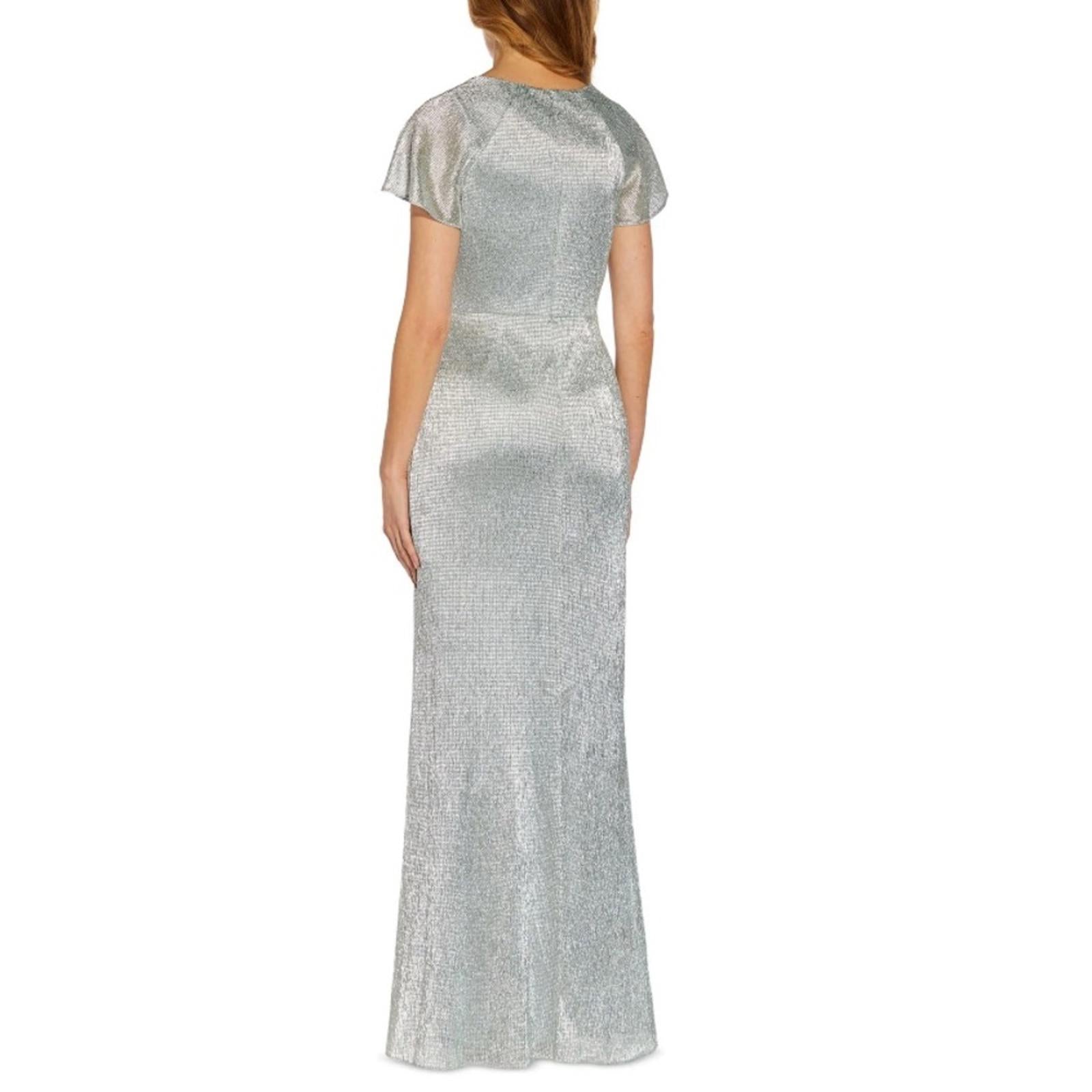 Adrianna Papell Twist Front Flutter Sleeve Formal Maxi Dress, NWT, Size 4