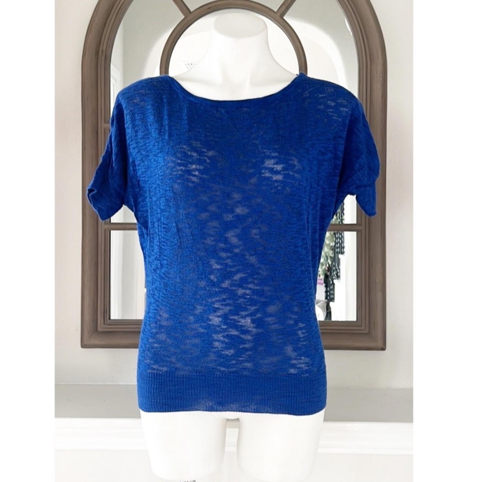 Trina Turk Knit Open Back Top in Blue Heather, Size S EXCELLENT!