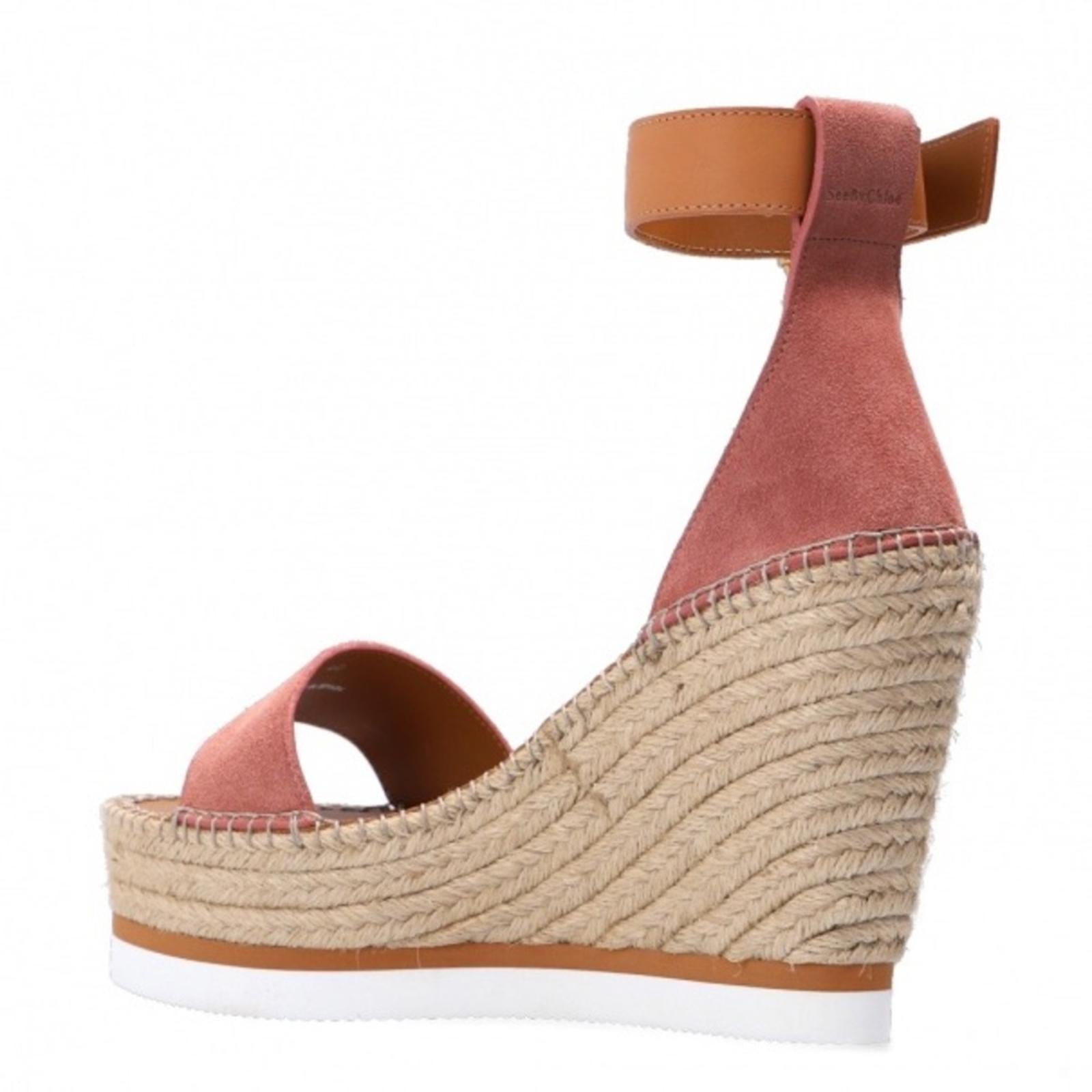 See by Chloé Glyn Calf Leather Espadrille Platform Wedge Sandals, Size 42 NWT