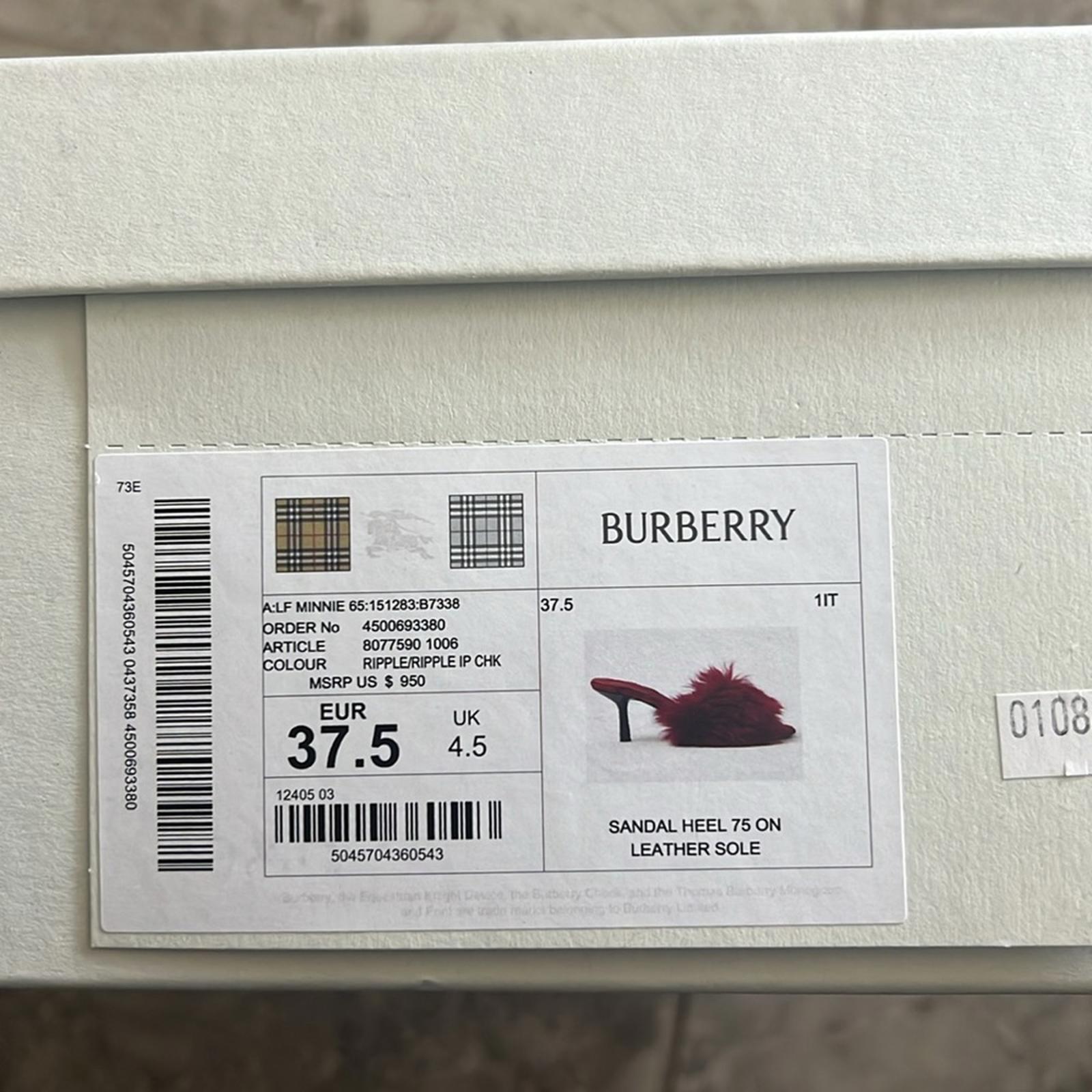 Burberry Minnie 65 Slip On High Heel Sandals, Size 37.5 NEW in Box $950