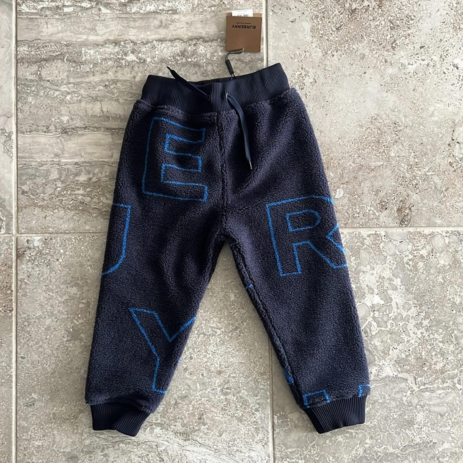 Burberry Edgar Scattered Logo-Print Joggers, Navy Black, Boy's Size 6Y New w/Tag