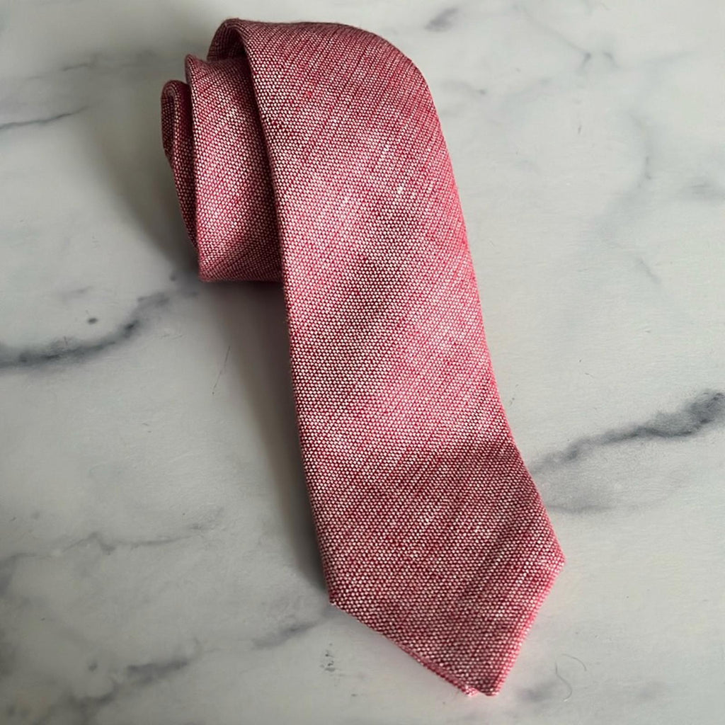 Zegna Lino Linen Medium Red Solid Neck Tie, One Size, New w/Tag