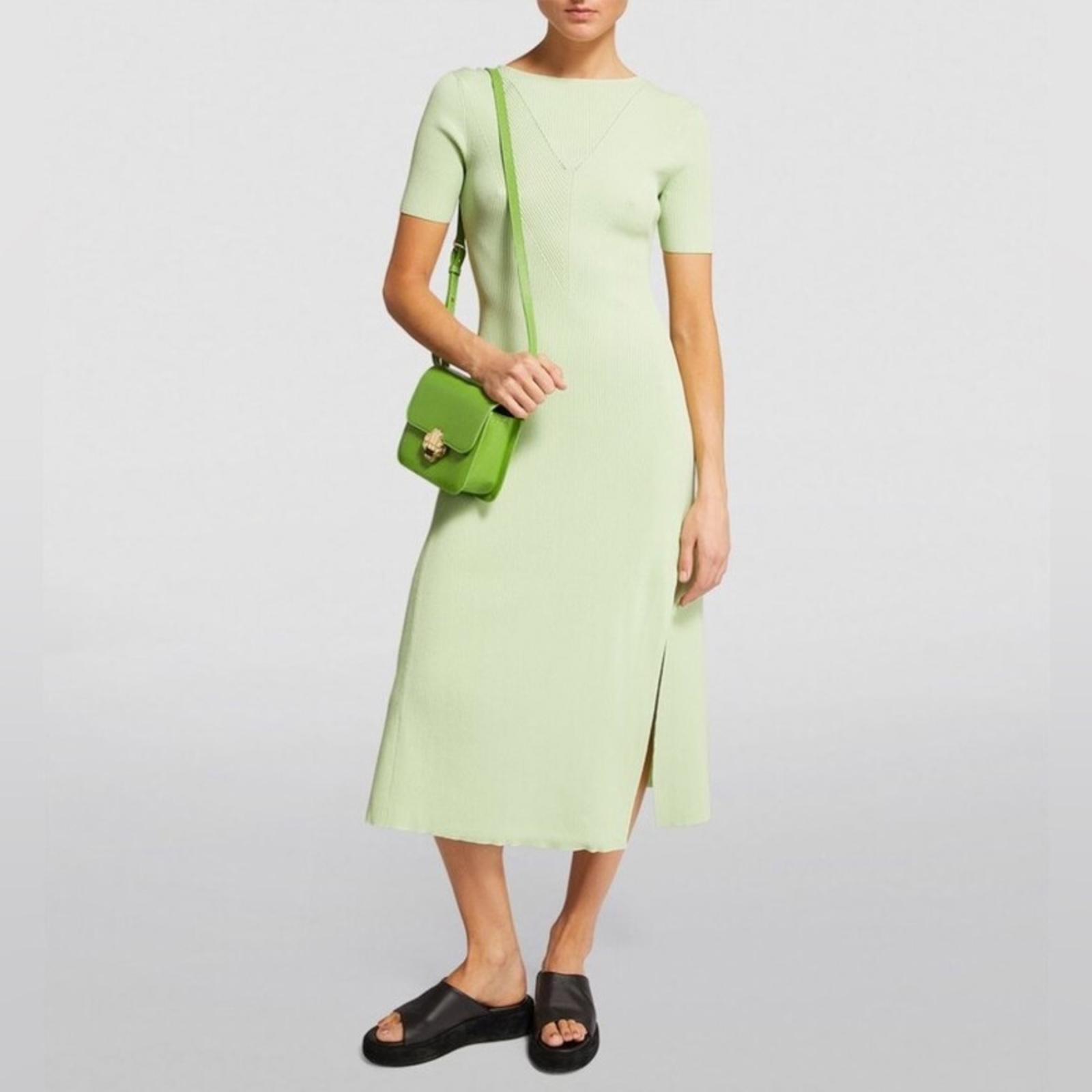 Maje Tie-Back Midi Dress in Green, Size EU 38/ US M, New w/Tag $415