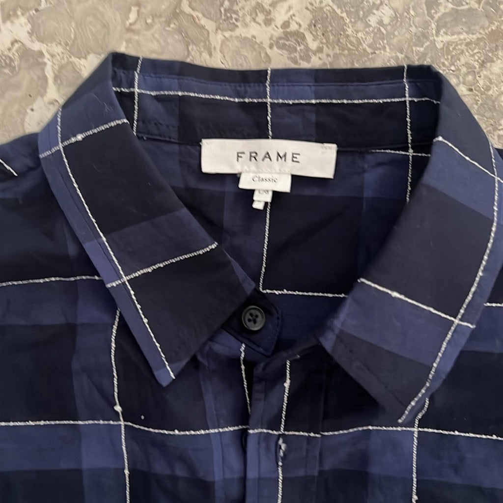 FRAME Cotton Ultra-Lightweight Windowpane Plaid Button-Up Shirt Size L New w/Tag